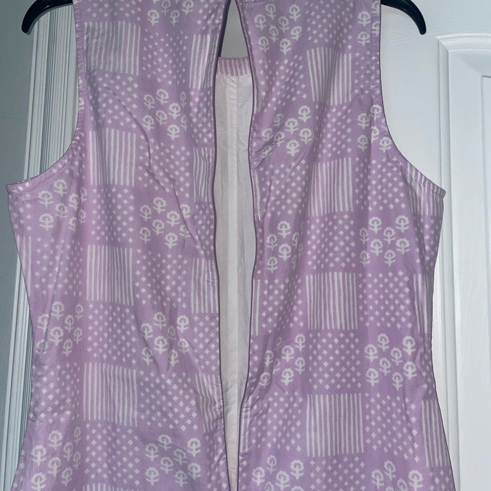 Julia Amory Baby Jane Poplin Mini Dress In Lilac Patchwork Sz Medium NWOT - Picture 7 of 7